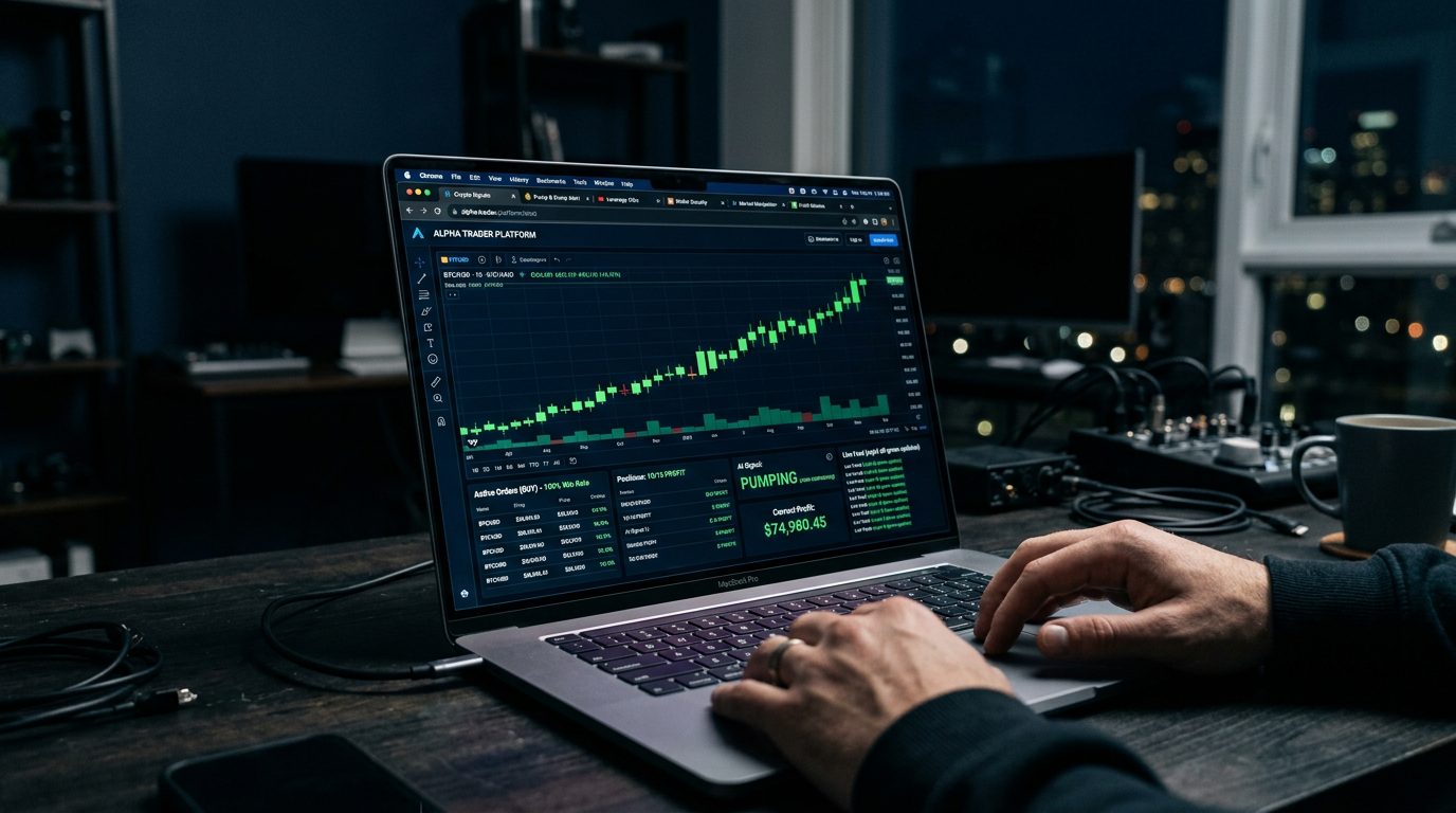 Suspicious crypto trading dashboard showing fake profit indicators