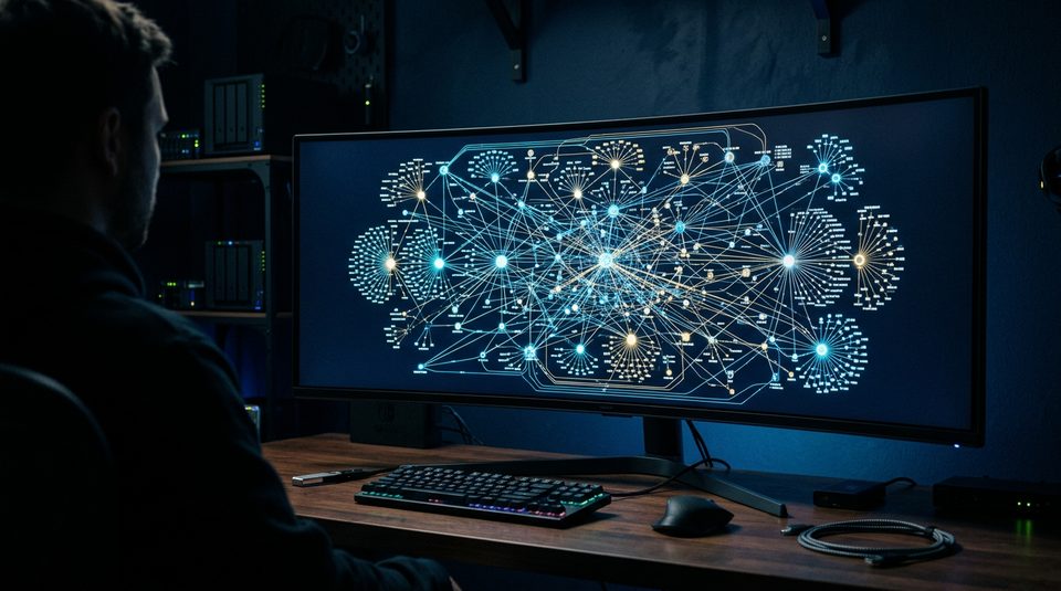 Crypto Ponzi scheme network showing interconnected wallet flows and transaction nodes