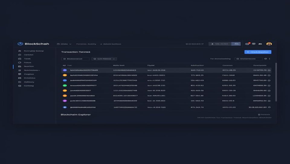 Blockchain ledger visualization with connected wallets and transaction lines