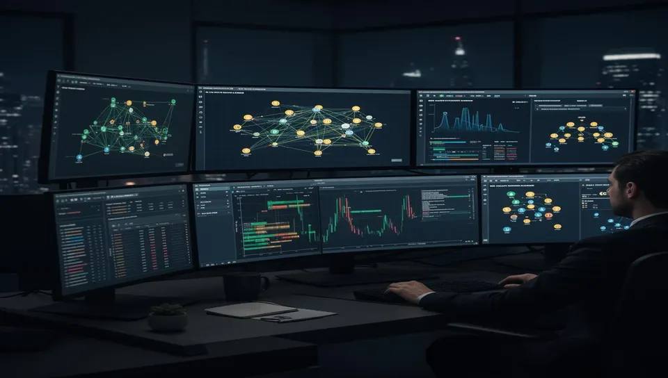 Professional blockchain forensic workflow dashboard with transaction mapping