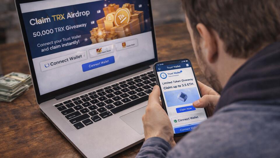 Fake crypto airdrop scam with deceptive reward page