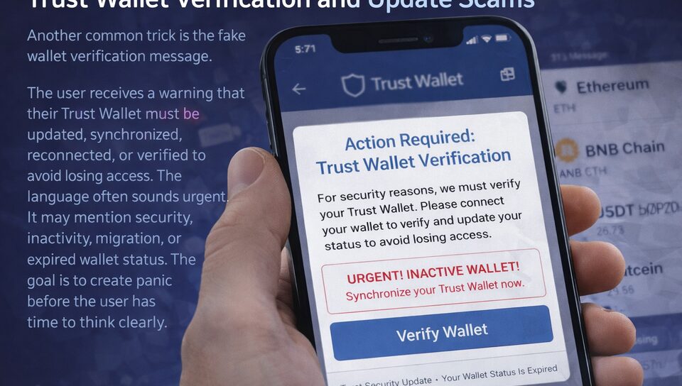 Fake wallet verification warning on smartphone