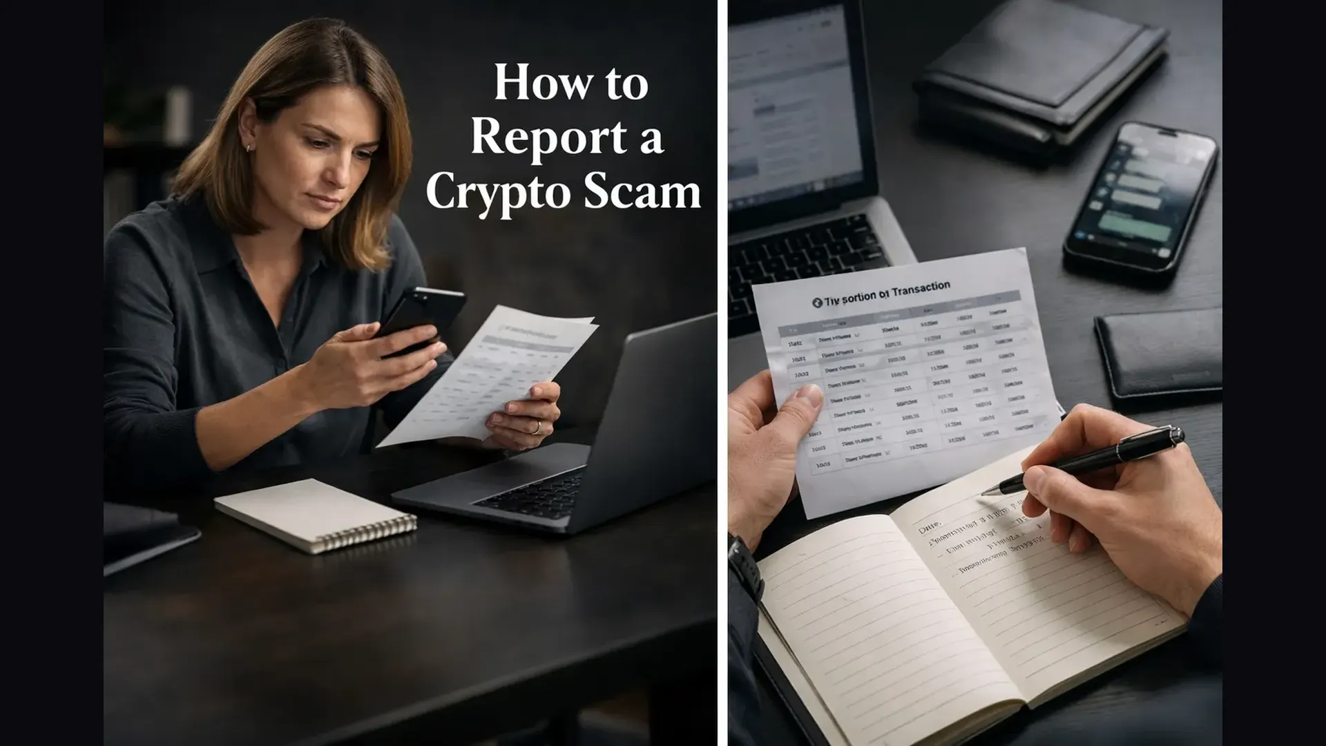 Preparing to report a crypto scam with evidence and transaction records